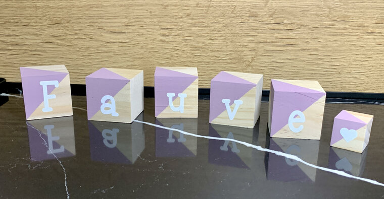 Houten naamblokjes