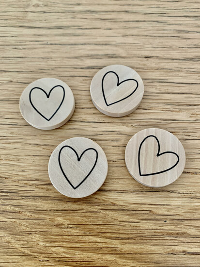 Magneten hartjes set 4st. groot