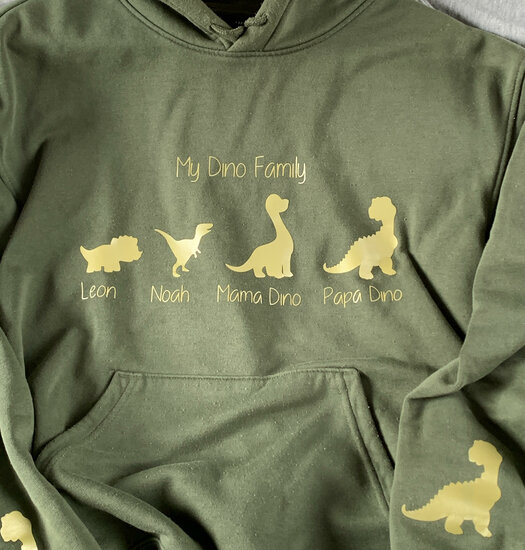 Hoodie Dino familie volwassenen unisex