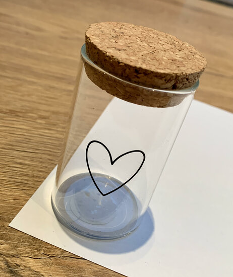 Glazen potje met hartje L DIY